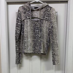 Snake Print Cutout Hoodie